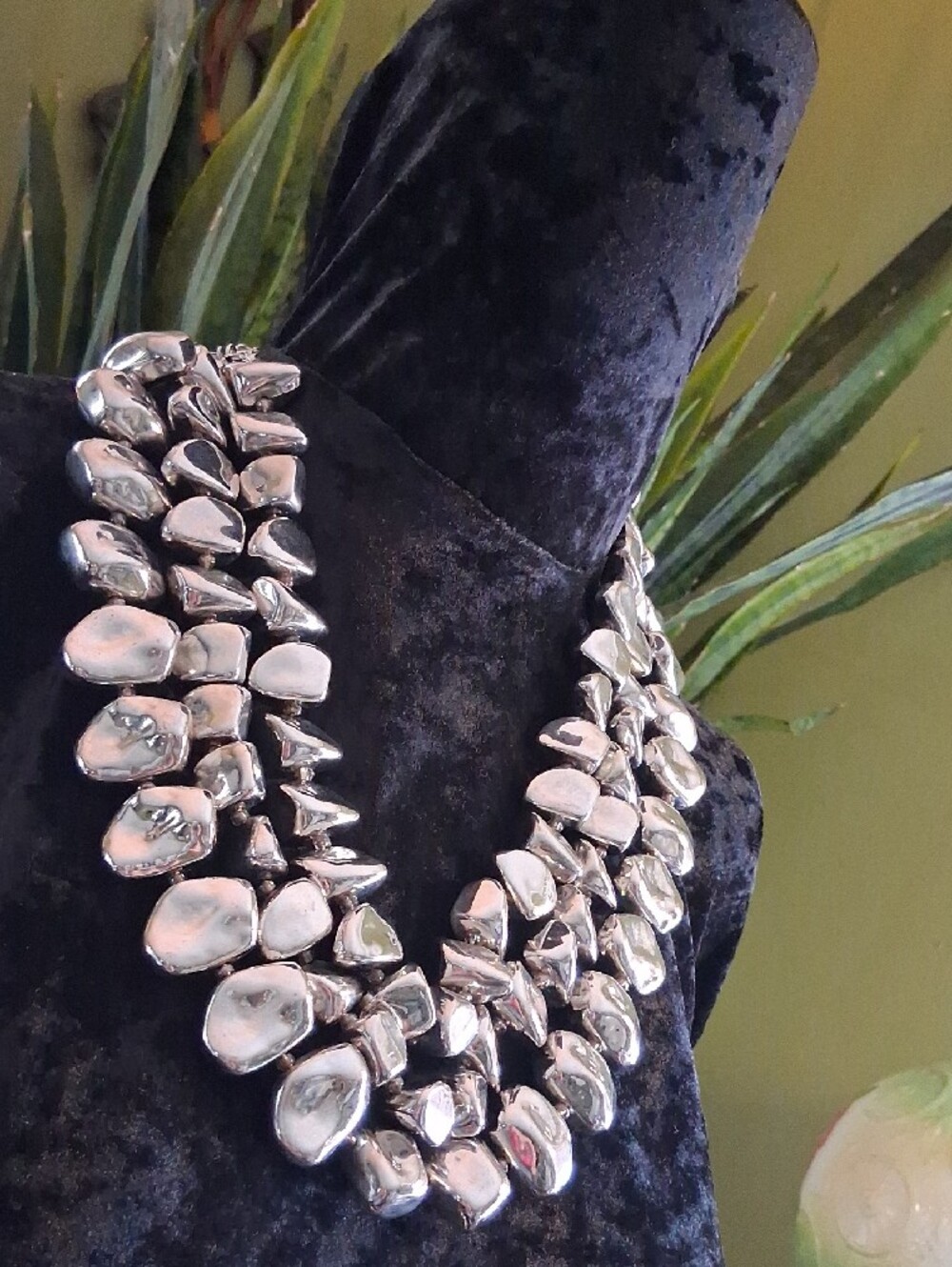 Chunky Royal Silver Multi-Strand Statement Necklace - Picture 3 of 10